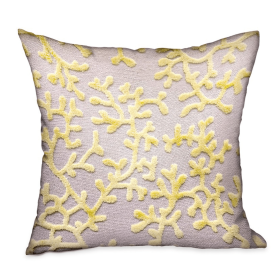 Plutus Lemon Reef Yellow, Cream Floral Luxury Throw Pillow (Color: Yellow, Cream, size: Double sided  20" x 20")