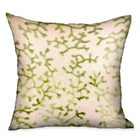 Plutus Sage Reef Apple Green Floral Luxury Throw Pillow (Color: Apple Green, size: Double sided  20" x 20")