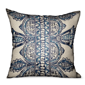 Plutus Aristocratic Floret White/ Blue Paisley Luxury Outdoor/Indoor Throw Pillow (Color: White/ Blue, size: Double sided  18" x 18")