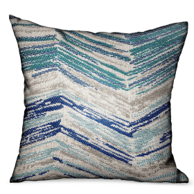 Plutus Skyline Breeze Blue Chevron Luxury Outdoor/Indoor Throw Pillow (Color: Blue, size: Double sided  12" x 20")