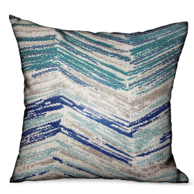 Plutus Skyline Breeze Blue Chevron Luxury Outdoor/Indoor Throw Pillow (Color: Blue, size: Double sided  18" x 18")