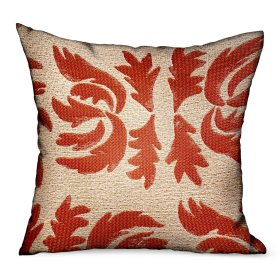 Plutus Claret Leaflet Orange Paisley Luxury Outdoor/Indoor Throw Pillow (Color: Orange, size: Double sided  12" x 20")