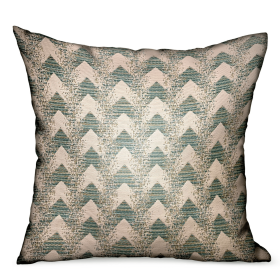 Plutus Forest Jade Sea Green Chevron Luxury Outdoor/Indoor Throw Pillow (Color: Sea Green, size: Double sided  22" x 22")