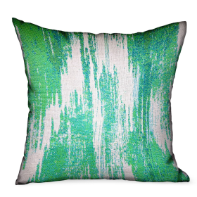 Plutus Green Avalanche Green Ikat Luxury Outdoor/Indoor Throw Pillow (Color: Green, size: Double sided  12" x 20")