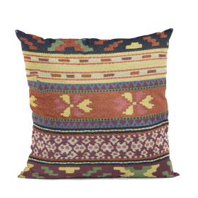 Plutus Multi-Color Unique Lanes Border Luxury Throw Pillow (Color: Multi-Color, size: Double sided  24" x 24")