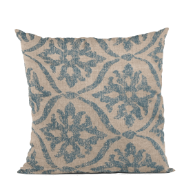 Plutus Blue Flowers Jacquard Luxury Throw Pillow (Color: Blue, size: Double sided  26" x 26")