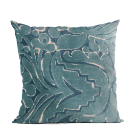 Plutus Blue Velvet Damask Luxury Throw Pillow (Color: Blue, size: Double sided  12" x 20")