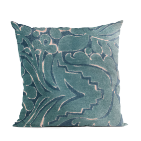 Plutus Blue Velvet Damask Luxury Throw Pillow (Color: Blue, size: Double sided  18" x 18")