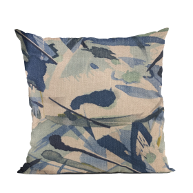 Plutus Blue Modern Art Graphic Print Luxury Throw Pillow (Color: Blue, size: Double sided  16" x 16")