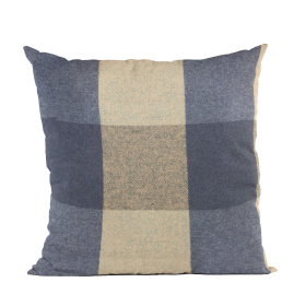 Plutus Blue Squares Plaid Luxury Throw Pillow (Color: Blue, size: Double sided  24" x 24")