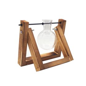 Swing Wooden Stand Hydroponic Plant Container Glass Vase (Option: Type A)