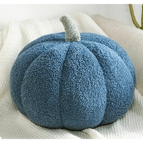 Pumpkin Fall Boucle Pillows, Full Pillow (Color: Blue, size: small)