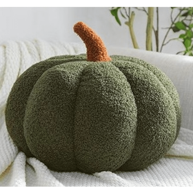 Pumpkin Fall Boucle Pillows, Full Pillow (Color: Green, size: small)