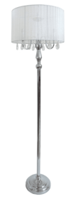 Elegant Designs Trendy Romantic Sheer Shade Floor Lamp with Hanging Crystals (Color: Chrome/White)