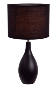 Simple Designs Oval Bowling Pin Base Ceramic Table Lamp (Color: Black)