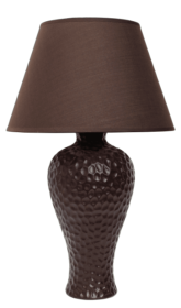 Simple Designs Textured Stucco Curvy Ceramic Table Lamp (Color: Brown)