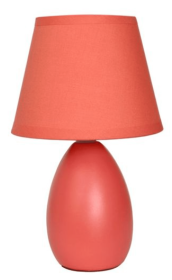 Simple Designs Mini Egg Oval Ceramic Table Lamp (Color: Orange)