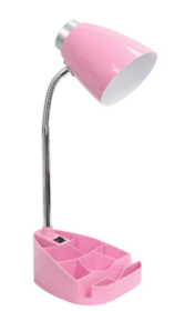 Limelights Gooseneck Organizer Desk Lamp with iPad Tablet Stand Book Holder (Color: Pink)