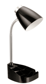 Limelights Gooseneck Organizer Desk Lamp with iPad Tablet Stand Book Holder (Color: Black)