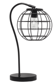 Lalia Home Arched Metal Cage Table Lamp (Color: Black)