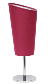 Simple Designs Mini Chrome Table Lamp with Angled Fabric Shade (Color: Pink)