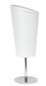 Simple Designs Mini Chrome Table Lamp with Angled Fabric Shade (Color: White)