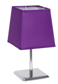 Simple Designs Mini Chrome Table Lamp with Squared Empire Fabric Shade (Color: Purple)