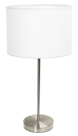 Simple Designs Brushed Nickel Stick Lamp with Fabric Shade (Color: Brushed Nickel/White)