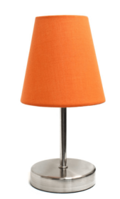 Simple Designs Sand Nickel Mini Basic Table Lamp with Fabric Shade (Color: Sand Nickel/Orange)