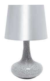 Simple Designs Mosaic Tiled Glass Genie Table Lamp with Fabric Shade (Color: Gray)