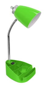 Limelights Gooseneck Organizer Desk Lamp with iPad Tablet Stand Book Holder and Charging Outlet (Color: Green)