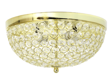 Elegant Designs 2 Light Elipse Crystal Flush Mount Ceiling Light (Color: Gold)