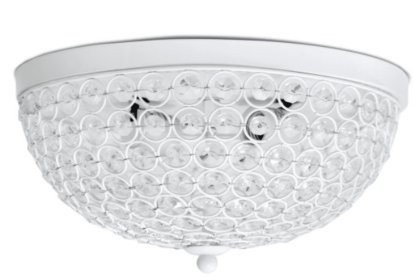 Elegant Designs 2 Light Elipse Crystal Flush Mount Ceiling Light (Color: White)