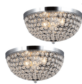 Elegant Designs 2 Light Elipse Crystal Flush Mount Ceiling Light (Color: Chrome)