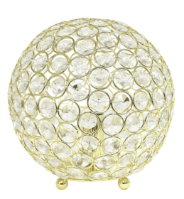 Elegant Designs Elipse 8 Inch Crystal Ball Sequin Table Lamp (Color: Gold)