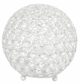 Elegant Designs Elipse 8 Inch Crystal Ball Sequin Table Lamp (Color: White)