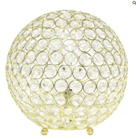 Elegant Designs Elipse 10 Inch Crystal Ball Sequin Table Lamp (Color: Gold)