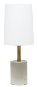 Lalia Home Antique Brass Concrete Table Lamp with Linen Shade (Color: Concrete/BrassWhite)