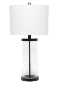 Lalia Home Entrapped Glass Table Lamp with White Fabric Shade (Color: Black/ White)