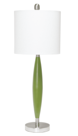 Lalia Home Stylus Table Lamp with White Fabric Shade (Color: Green)