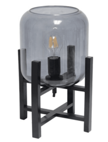 Simple Designs Wood Mounted Table Lamp with Glass Cylinder Shade (Color: Black/ Smoke Glass)