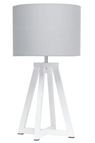 Simple Designs Interlocked Triangular Wood Table Lamp with Fabric Shade (Color: White/ Gray)