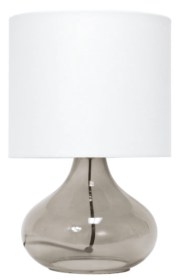 Simple Designs Glass Raindrop Table Lamp with Fabric Shade (Color: Smoke/ White)