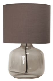 Simple Designs  Glass Table Lamp with Fabric Shade (Color: Smoke/ Gray)