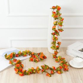 1pc 98.43inch/8.2ft Rose Artificial Flowers; Artificial Flower Christmas Garland; Fake Rose Vine For Wedding Home Room Decoration Spring Autumn Garden (Color: Orange, Quantity: 1pc)