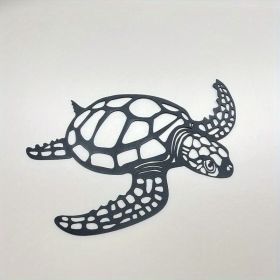 1pc, Metal Sea Turtle Ornament Beach Theme Decor Wall Art Decorations Wall Hanging For Indoor Living Room Decor (Color: Black, size: 15.75inchÃ—14.57inch)