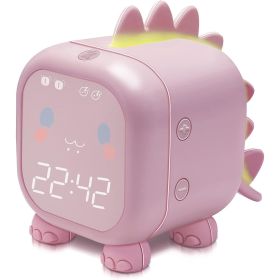 Kids Alarm Clock with Dinosaur, Digital Alarm Clock for Kids Bedroom (Color: Pink)