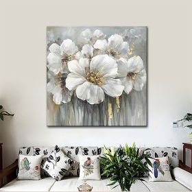 Hand Painted Oil Paintings Hand Painted Square Floral / Botanical Pop Art Living Room Hallway Bedroom Luxurious Decorative Painting (style: 01, size: 70x70cm)