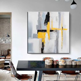 Hand Painted Oil Paintings Black and white gold Modern Abstract Oil Paintings On Canvas Wall Art Decorative Picture Living Room Hallway Bedroom Luxuri (style: 01, size: 90x90cm)