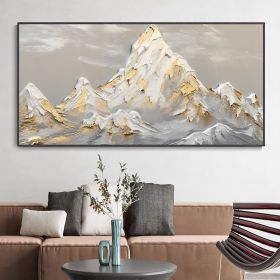 Hand Painted Oil Painting White Snow Mountain Art On Canvas Gold Leaf Texture Painting Abstract Landscape Oil Painting Wabi Sabi Wall Art Minimalism S (style: 01, size: 40x80cm)